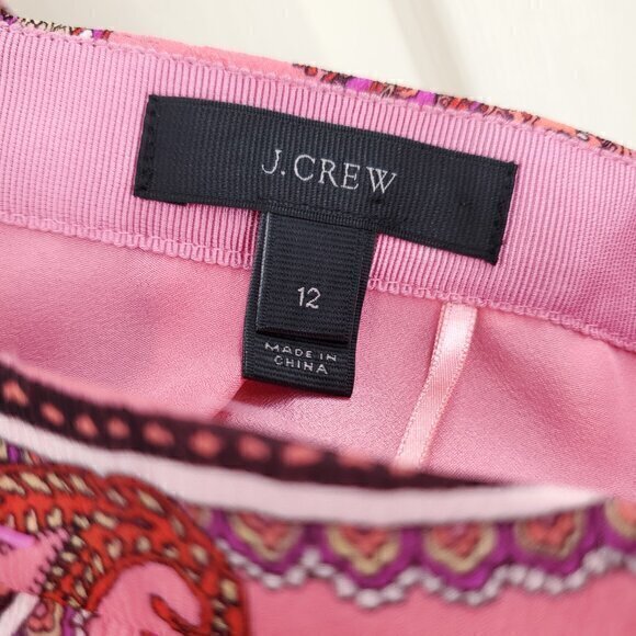J. Crew Silk Double Pleated Paisley Skirt 12 Pink/Purple - Picture 4 of 13